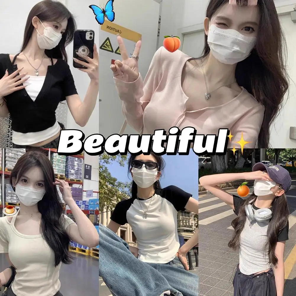 قناع وجه عصري على شكل فراشة معكرون مقاس كبير مموج وجيد التهوية أنيق مع حماية للعين على شكل حرف V لمحيط الوجه للنساء #3