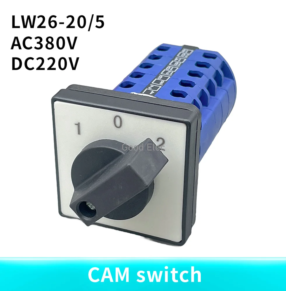 1PCS LW26-20/5 1-0-2 AC 500V 20A Universal Rotary Selector 1-0-2 On-Off-On 3 Positions Cam Changeover Switch