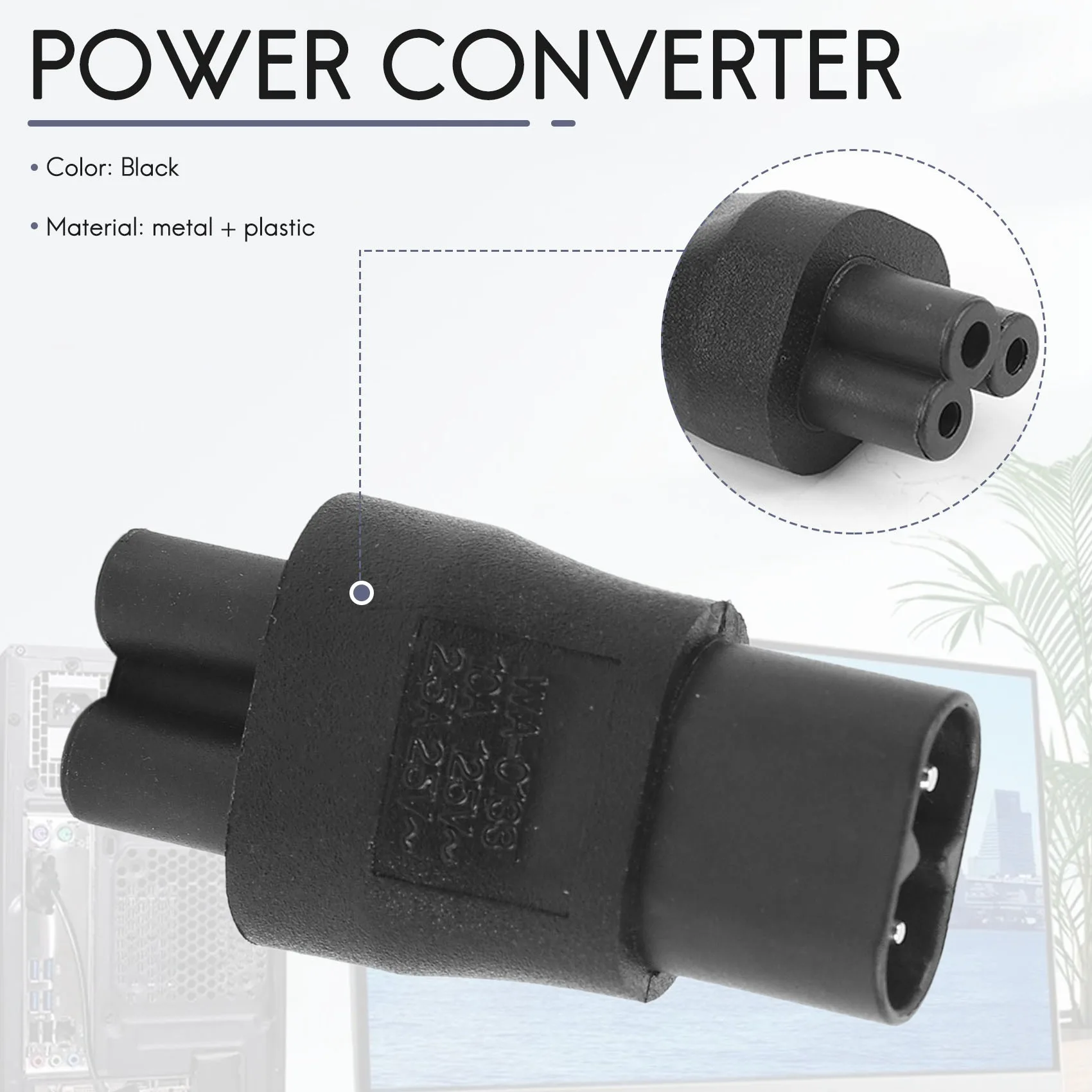 IEC 320 C5 3-Pin أنثى إلى C8 2-Pin ذكر التوصيل محول التيار الكهربائي محول