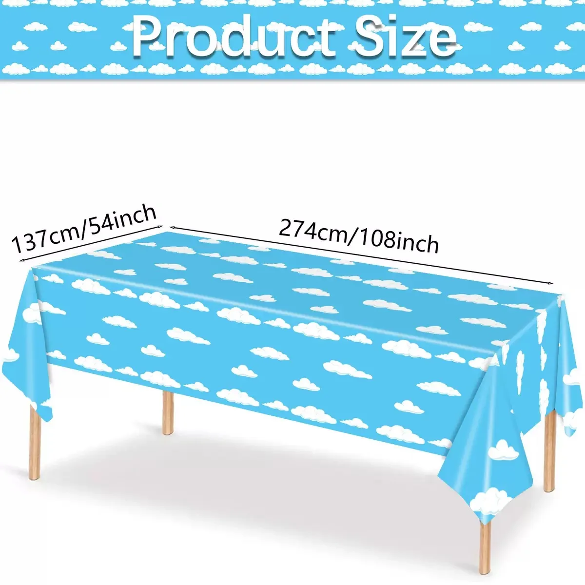 Blue Sky And Cloud One-time Use PE Tablecloth for Party Decoration Festival Props Disposable Tableware Theme Party Supplies