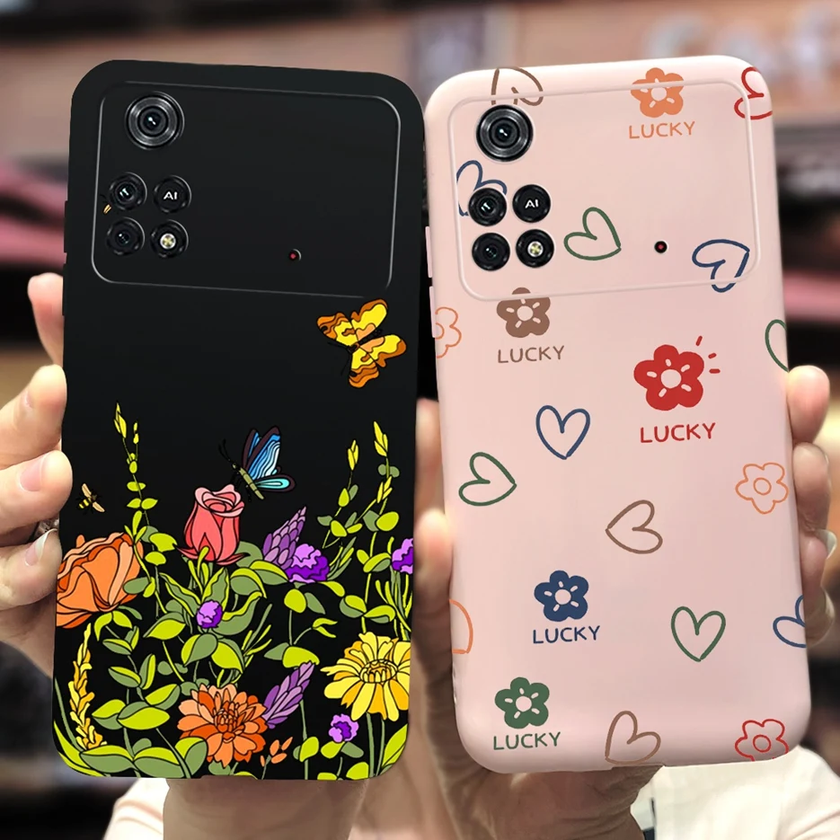 Xioami Poco M4 Pro 4G 5G 케이스 새로운 패션 그린 커버 소프트 실리콘 케이스 샤오미 Poco X4 Pro 5G 전화 케이스 Coque