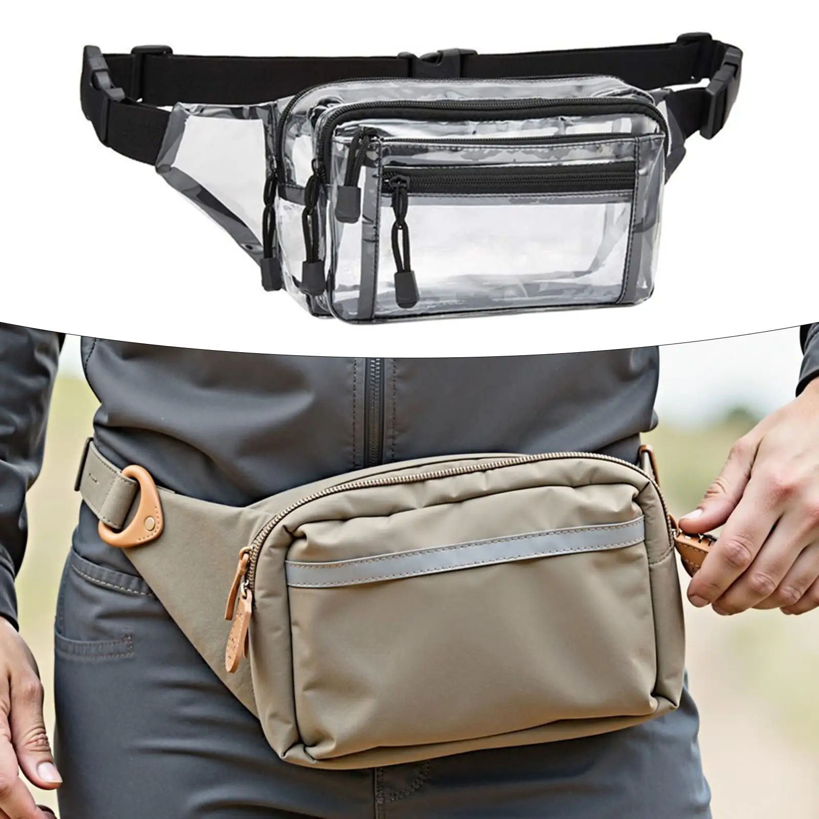 حقيبة تخزين شفافة من Fanny Pack، حقيبة خصر لتشغيل الألعاب الرياضية والسفر #2