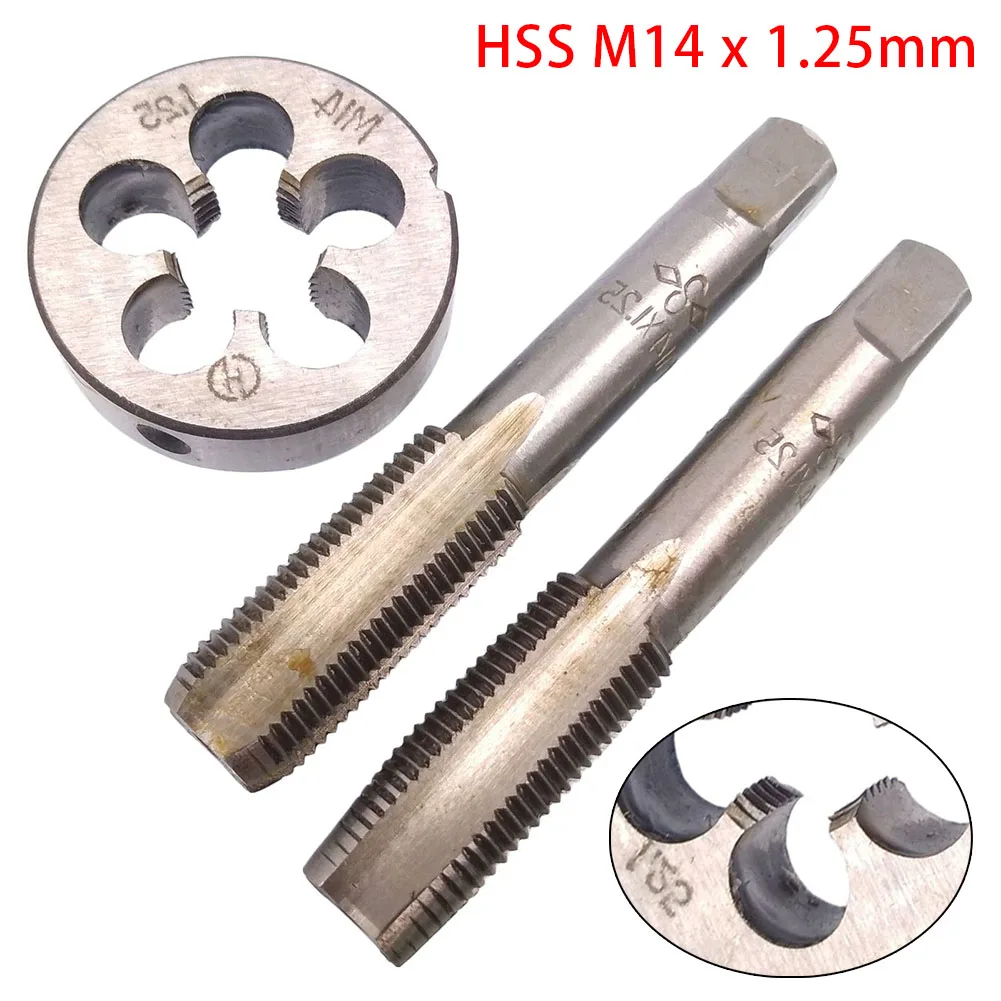 

3pcs HSS Taper & Tap for M14 x 1 25mm Metric Thread Right Hand Includes 2 Taps and 1 Die for Comprehensive Needs