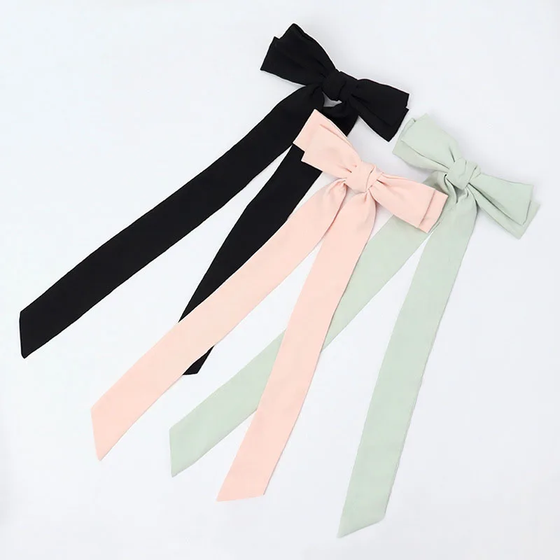 Gentle Style Headwear Simple multi-colored bow streamer Headband Japanese style top clip cute hair accessories