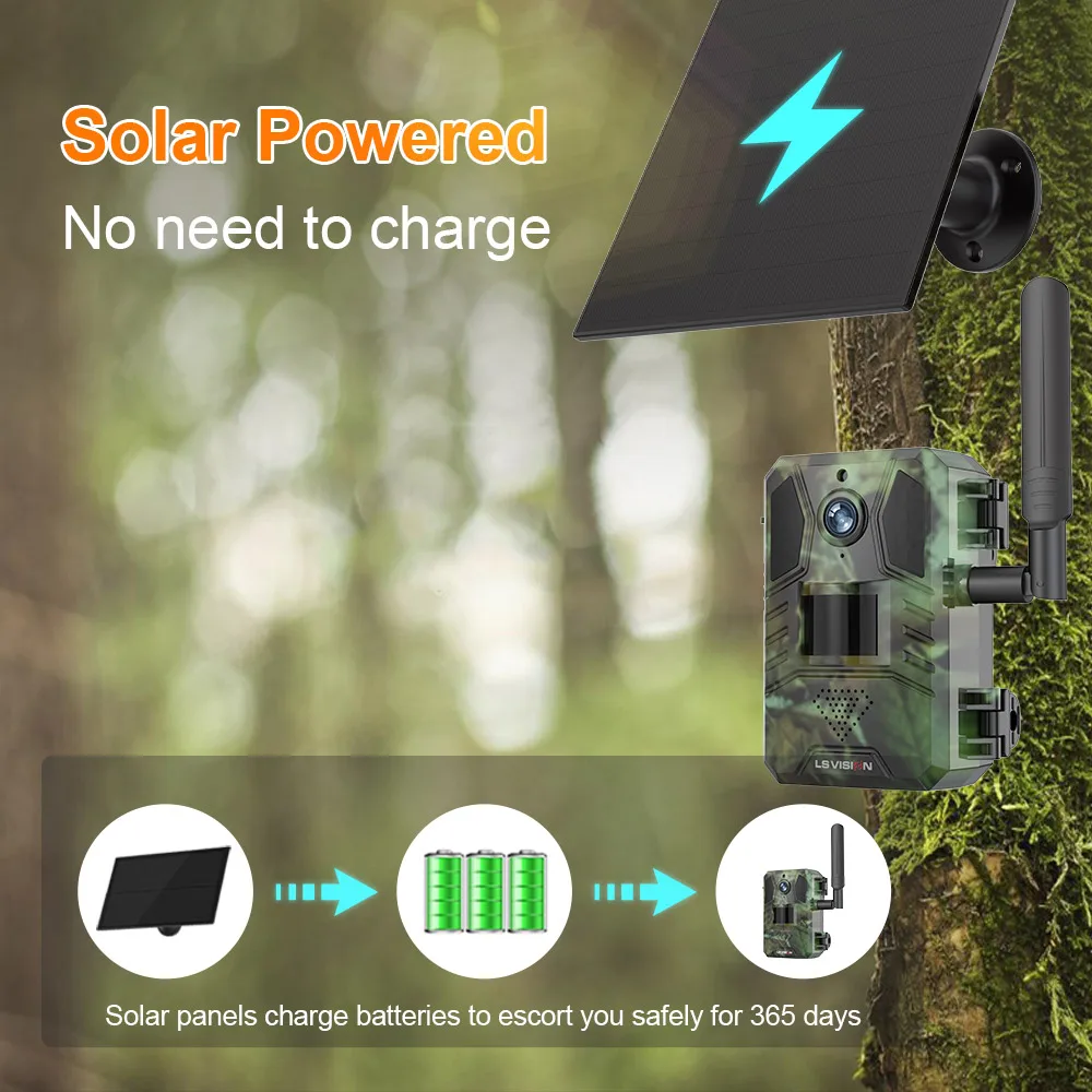 UCon جديد 2K البث المباشر كاميرا تعقب الحياة البرية 4G LTE كاميرا الصيد الشمسية في الهواء الطلق كاميرات تعقب الحركة المنشط للرؤية الليلية