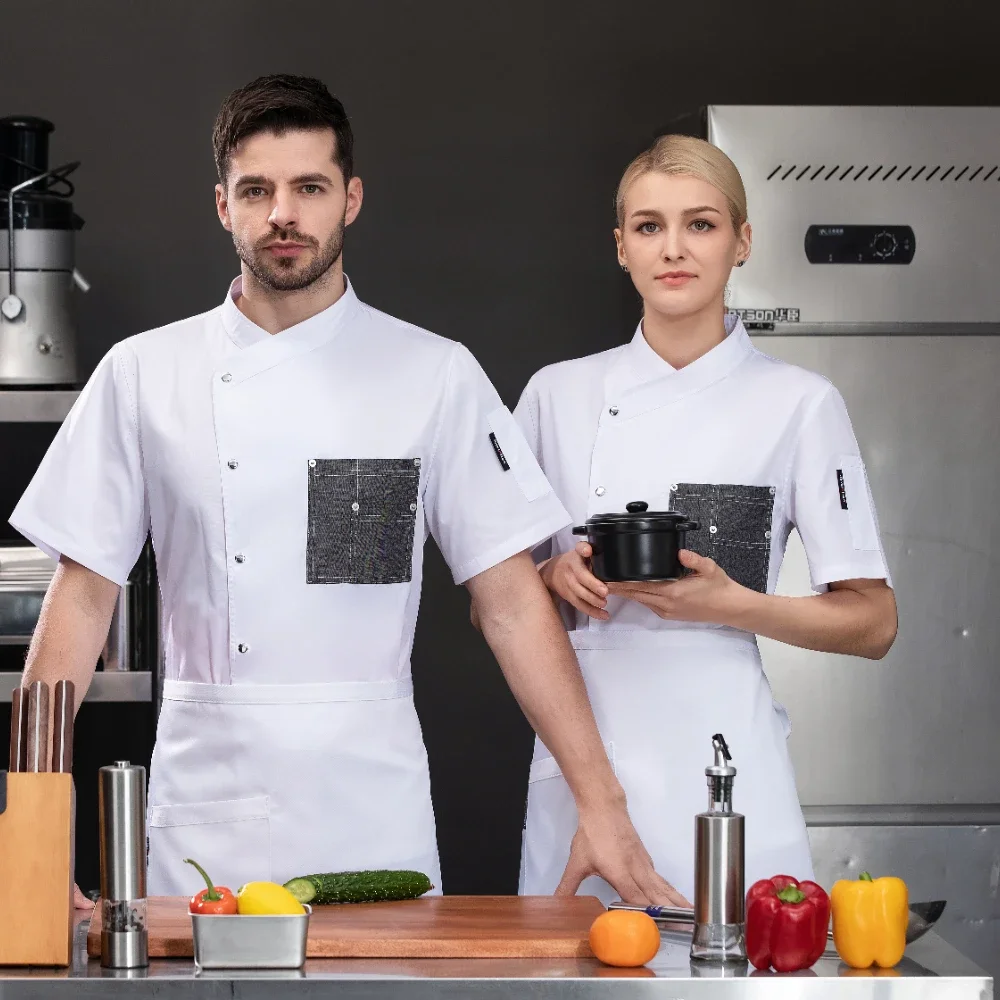 Camisa de Chef para hombres y mujeres, uniforme de panadería para Pizza, ropa de cocina, traje de cocina profesional, chaqueta de Chef de restaurante personalizada para hombre