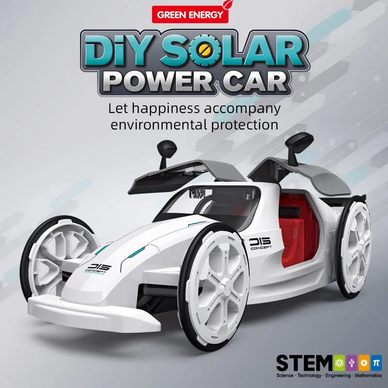 Novas crianças quebra-cabeça haste montado carro esportivo solar brinquedos elétricos diy ciência educação auto-montado modelo de carro de tração nas quatro rodas