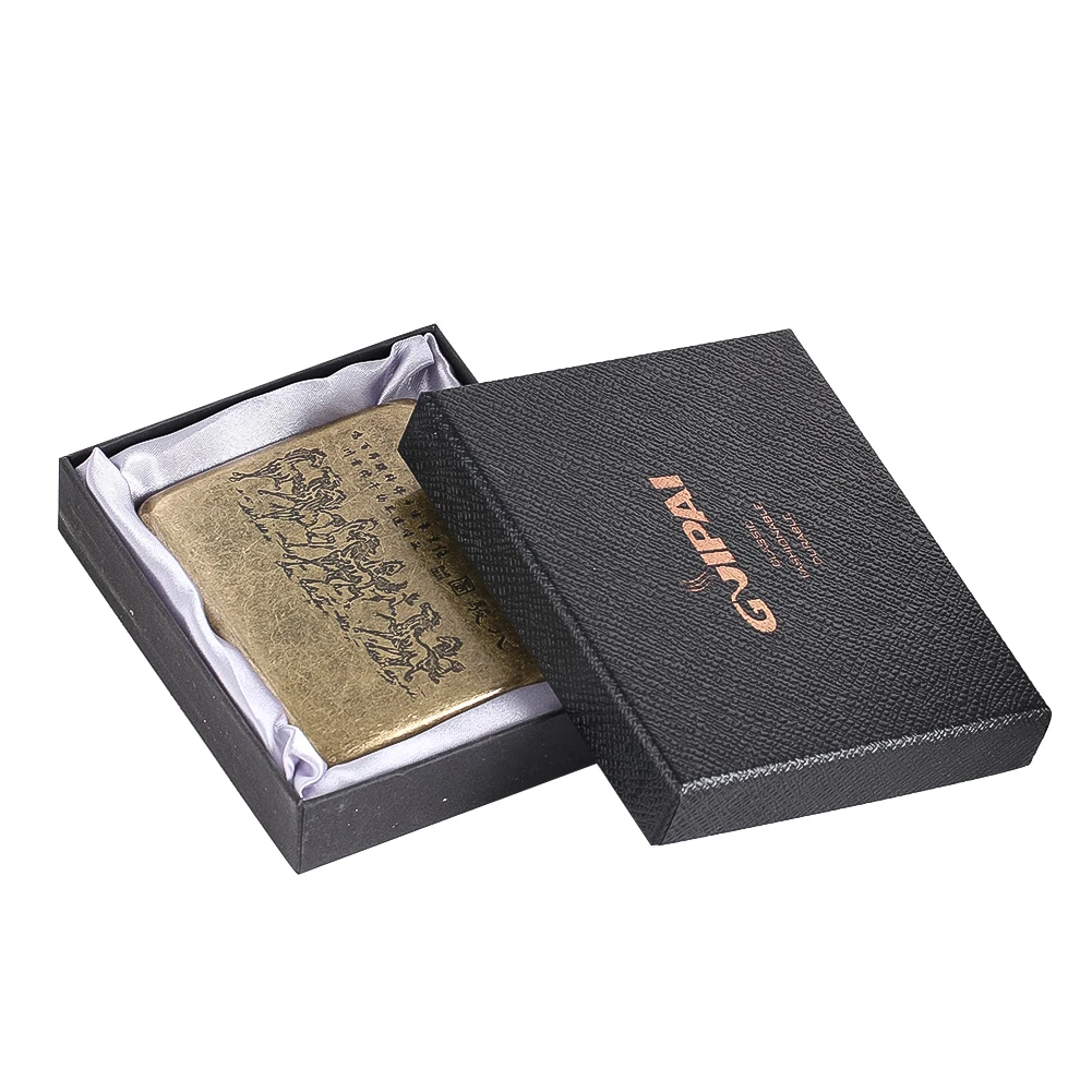 

Бронзовый металлический портсигар с рельефом «Восемь лошадей», традиционный узор, карманный футляр для сигарет, коллекционный винтажный кейс для хранения