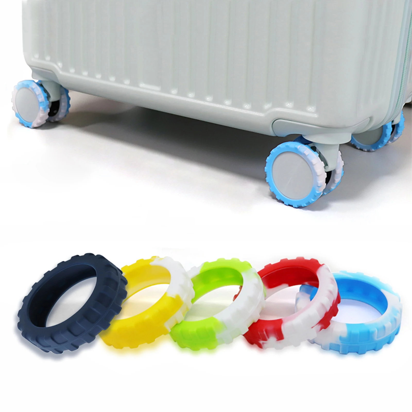 8pcs Luggage Wheel Covers for 2-2.4'' Swivel Wheels, Luggage Caster Protectors Silicone Carry on Luggage Protective Cover