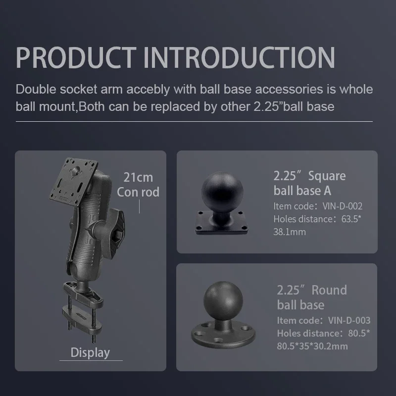 Mining vehicle industrial control computer fixed universal ball head bracket 2.25