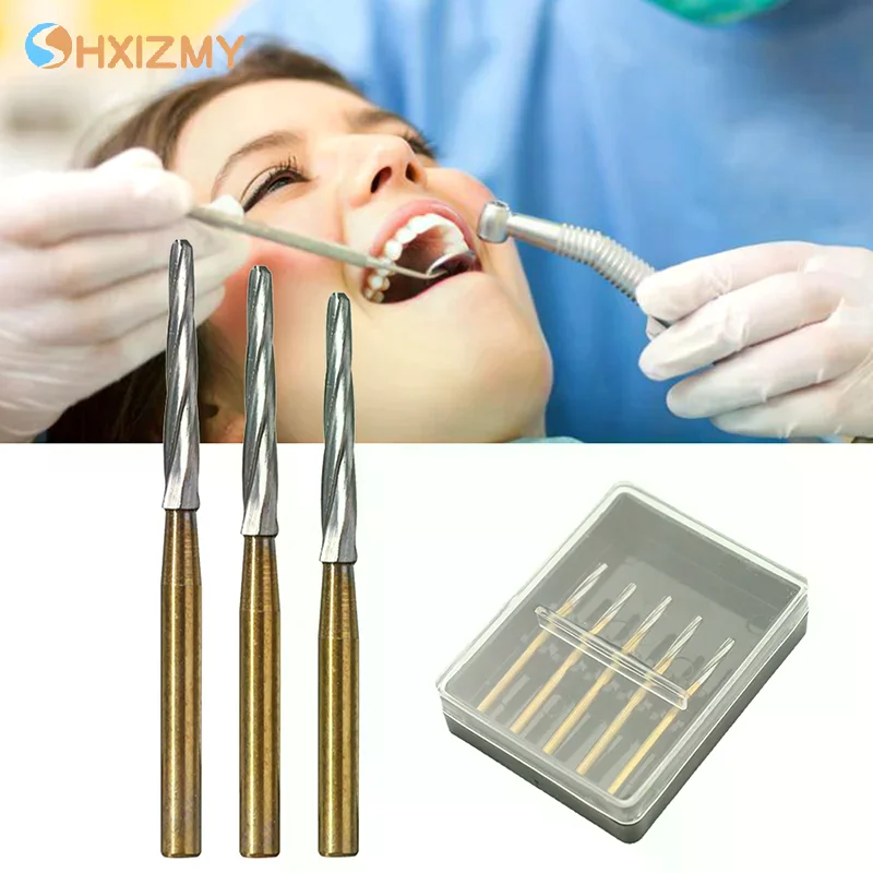 

5 шт./кор. сверла из вольфрамовой стали, игольчатые стоматологические карбидные боры, высокоскоростной наконечник для обрезки и отделки зубов