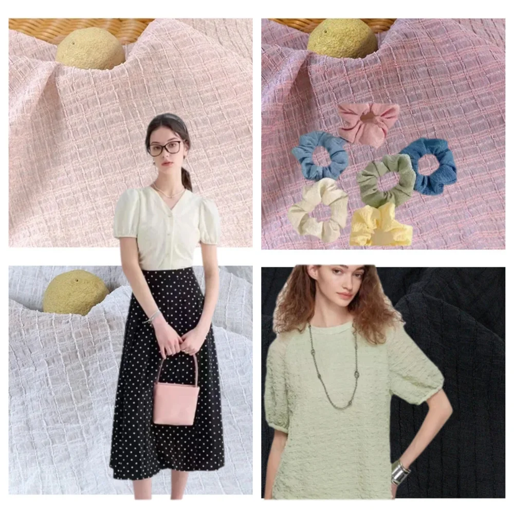 

Bubble Pleated Fabric Fashion Elastic Force Dress Clothing Fabrics for Sew By Meter Wholesale Cloth Diy Sewing Material