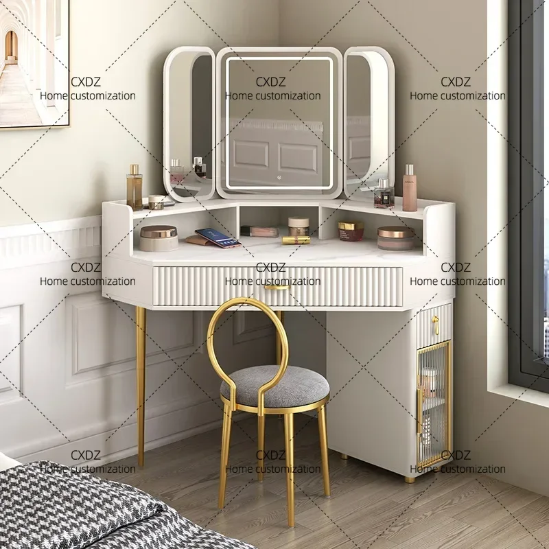 XXLuxury Solid Wood Dressing Table Corner Modern Triangle Storage Combination Locker Household Makeup Tables Bedroom Furniture