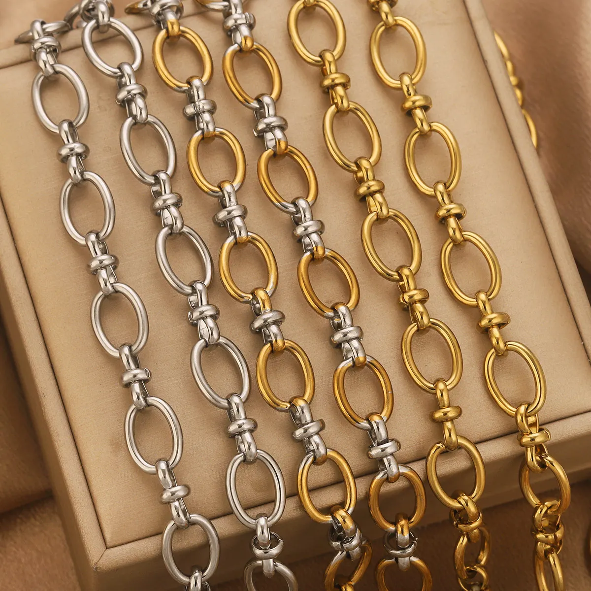 

1 Meter Stainless Steel PVD Gold-plated Inter-gold Thick Large Chain DIY Necklaces Bracelet Jewelry Making Accessories Wholesale