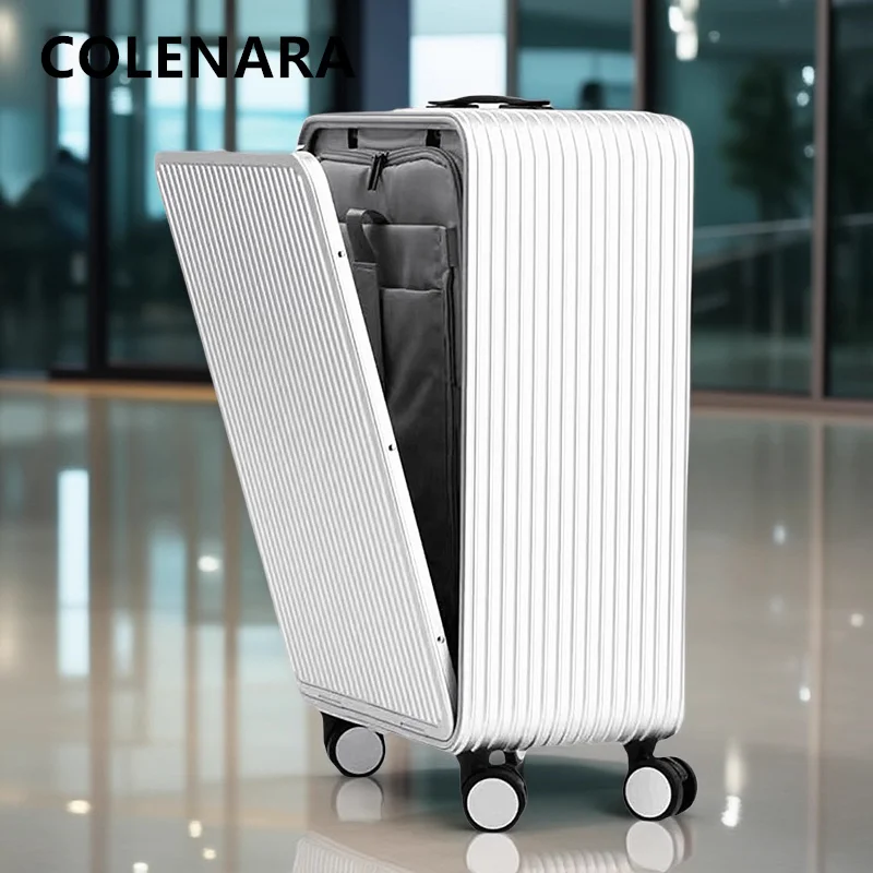 COLENARA Rolling Suitcase Men's All Aluminum Magnesium Alloy Trolley Case 17