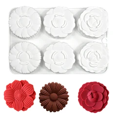 Flower Silicone Mold For Soap Making Supplies Round Sunflower Dessert Baking Pan Mousse Cake Chocolate Kitchen Decoration Tools