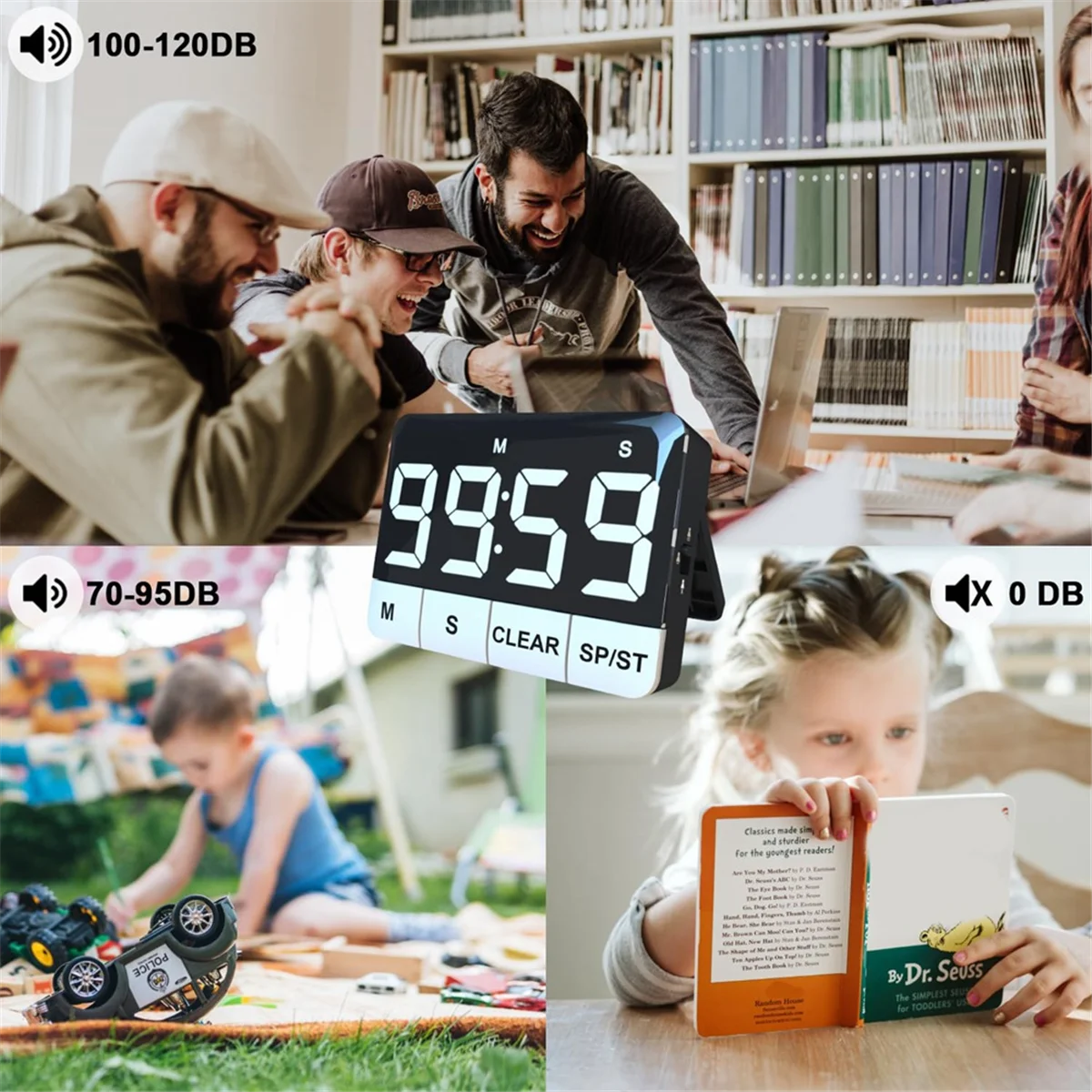 مؤقت المطبخ، مؤقت المطبخ الرقمي بصوت عالٍ 120 ديسيبل مع شاشة LED، مؤقت العد التنازلي المغناطيسي