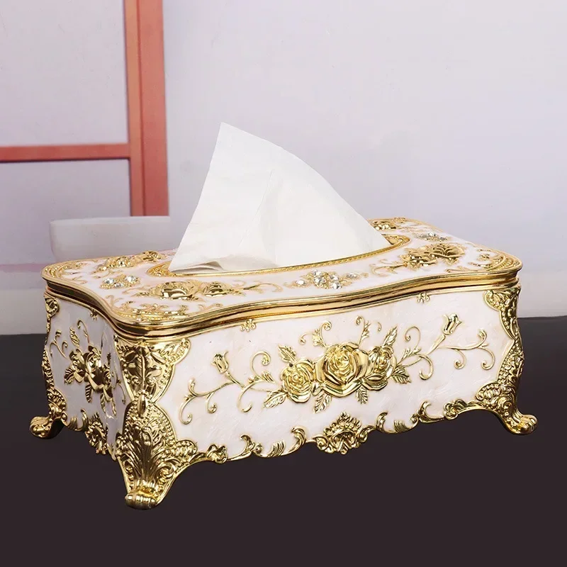 Romantic Flower Rose Figure Enamel Napkin Holder Wedding Luxury Tissue Box Decorative Container Acrylic Napkin Holder Household