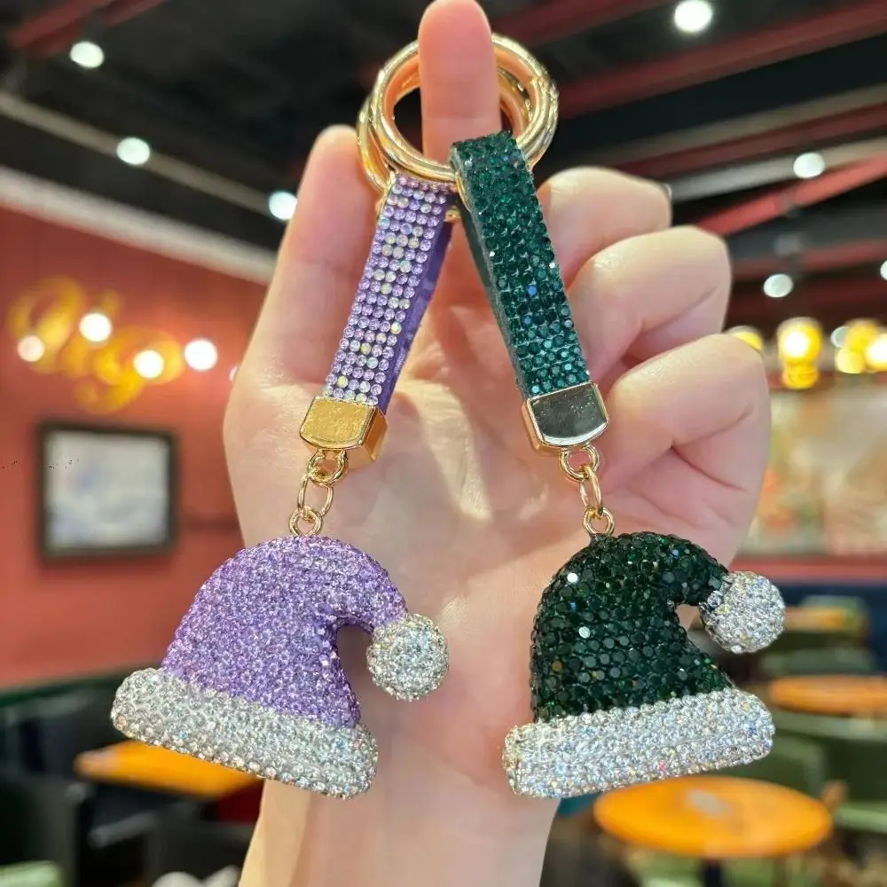Santa Claus Rhinestone Christmas Keychain Christmas Stocking Christmas Hat Santa Claus Keychain Blingbling DIY