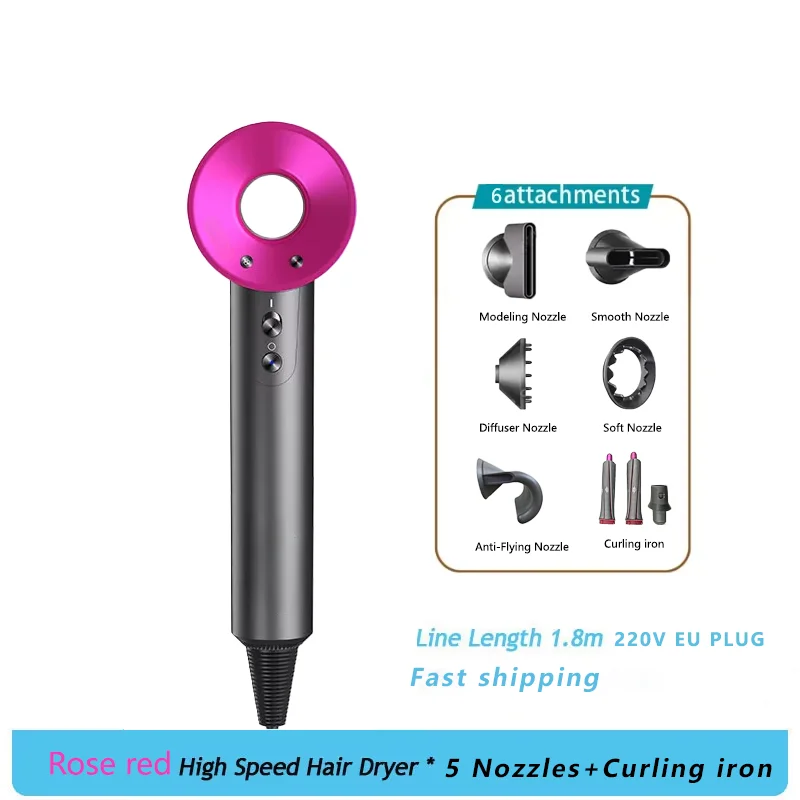 Professional Negative Ion Leafless Hair Dryer 220V High Speed 110,000 Rpm Professional Hair Care 62M/S Wind 1600W Quick Drying