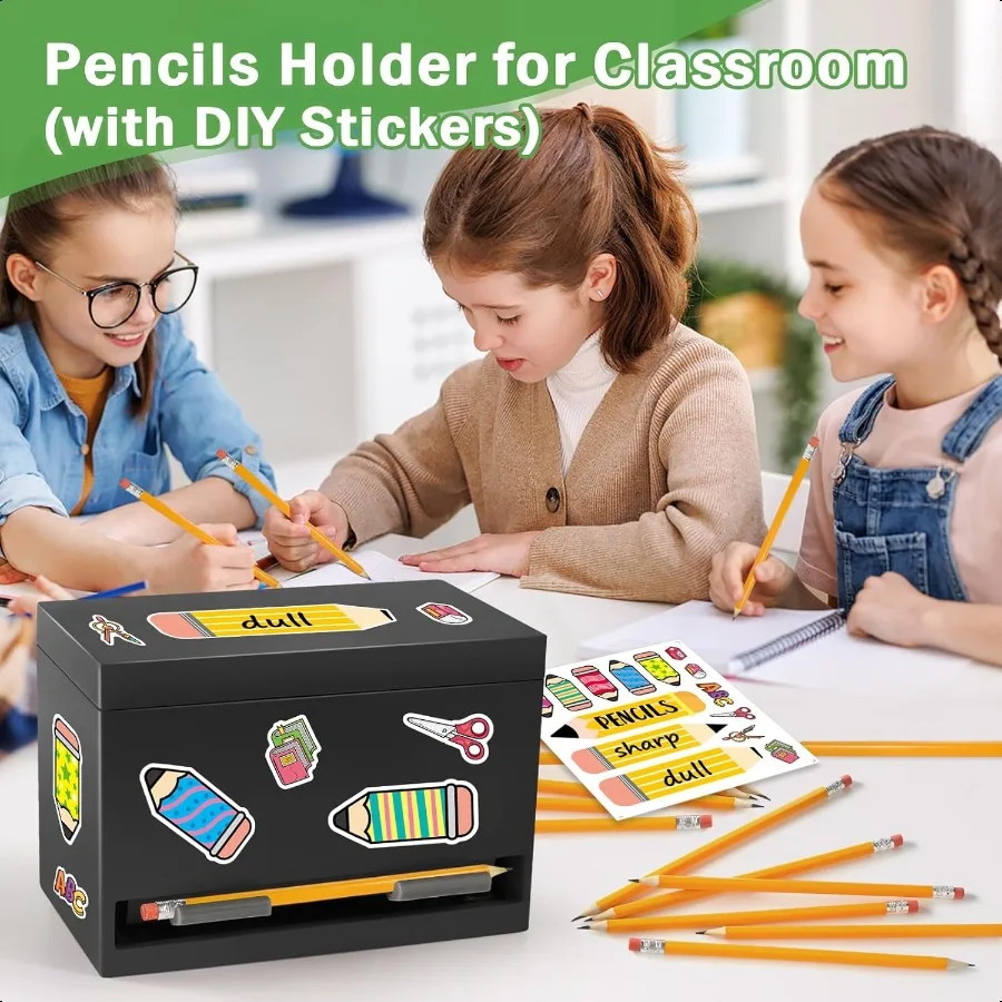 Pencil Dispenser for Classroom Wooden Pencil Holder for Desk Teacher Must Haves for Organization and Storage Pencils Straw Disp