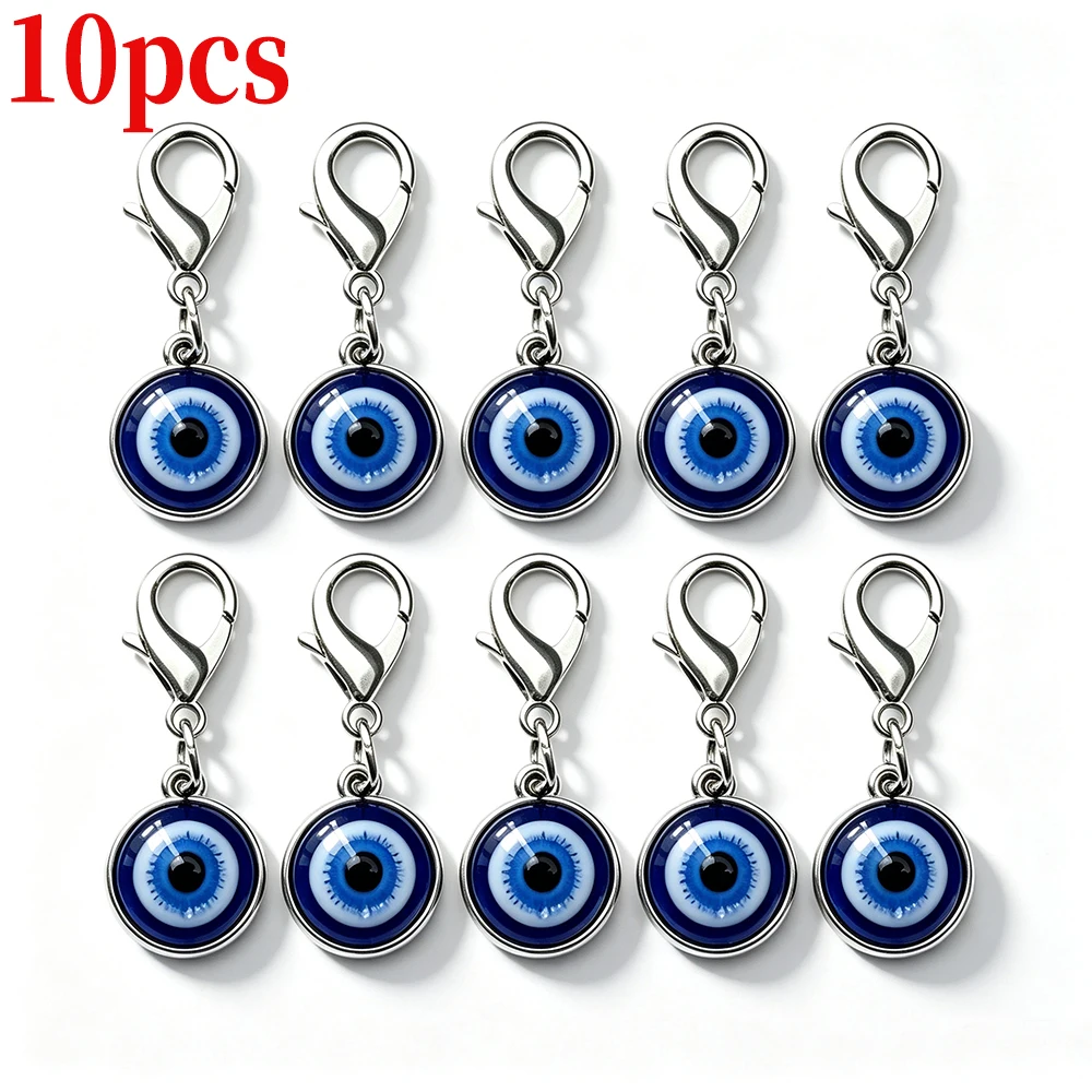 1/6/10/15 Stück Set mit Charms im „Evil Eye“-Design, Karabinerverschluss, Metall-Emaille-Schlüsselanhänger mit blauem Auge, Großhandel, Taschenanhänger, Souvenir-Geschenke – Detail 4