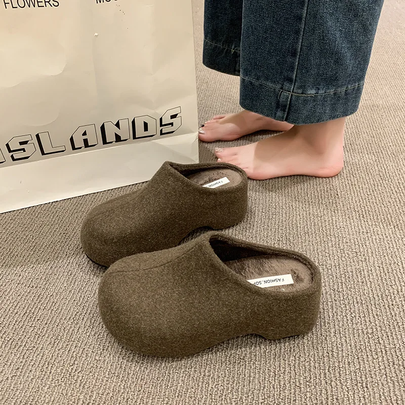 フロックカバートゥシューズ-レディーススリッパ-内側が厚くなった女性用ミュールスライド-ロープラットフォーム-2026-ミュール-ホーフヒール-ローマ風生地