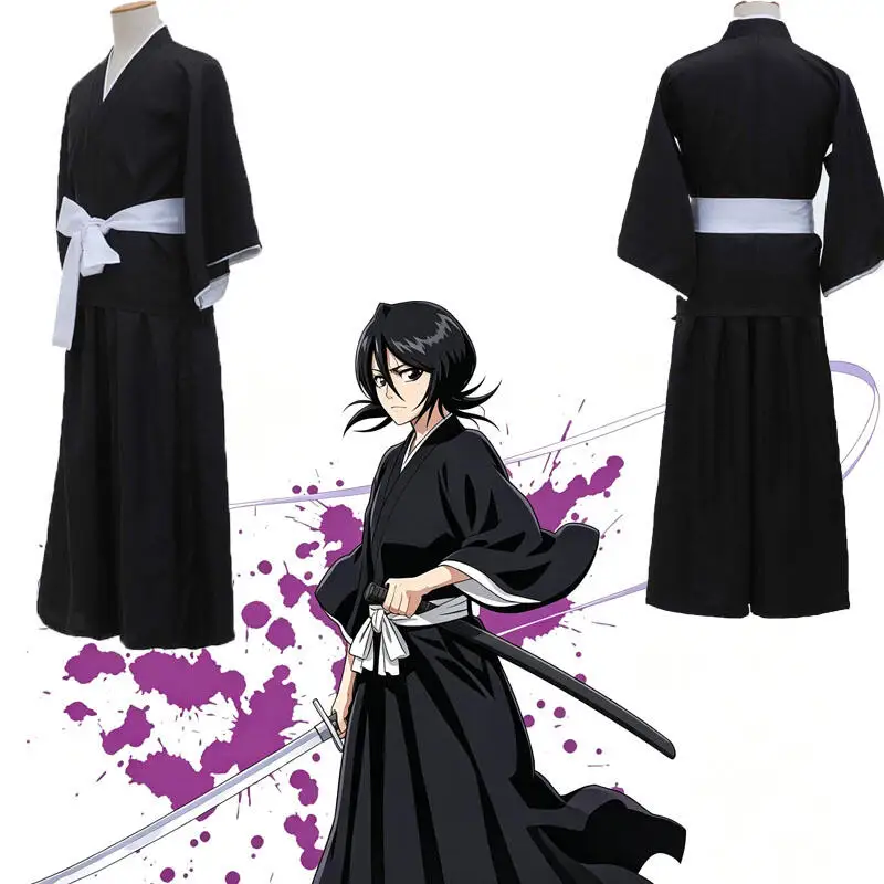 Anime Bleach Kuchiki Rukia Cosplay-Kostüme Kurosaki Ichigo Die Pa Soul Society Shinigami Kimono Komplettes Outfit Tausendjähriges Blut