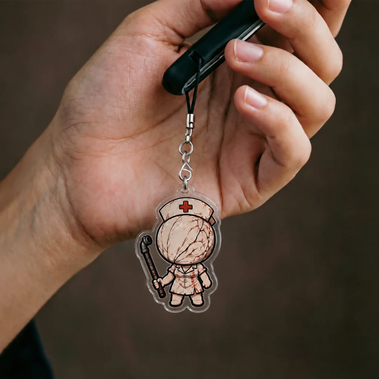 Horror Game Silent Hill Mobile Phone Charms keychian Chibi Pyramid Head Bloody Nursed Maria Small Pendant Phone Chain Fans Gift