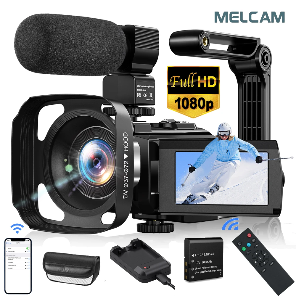 Video Camera Camcorder Full HD 1080P 36 MP Vlogging Camera Recorder, 16X Digital Zoom Camera with Microphone, Remote, Stabilizer