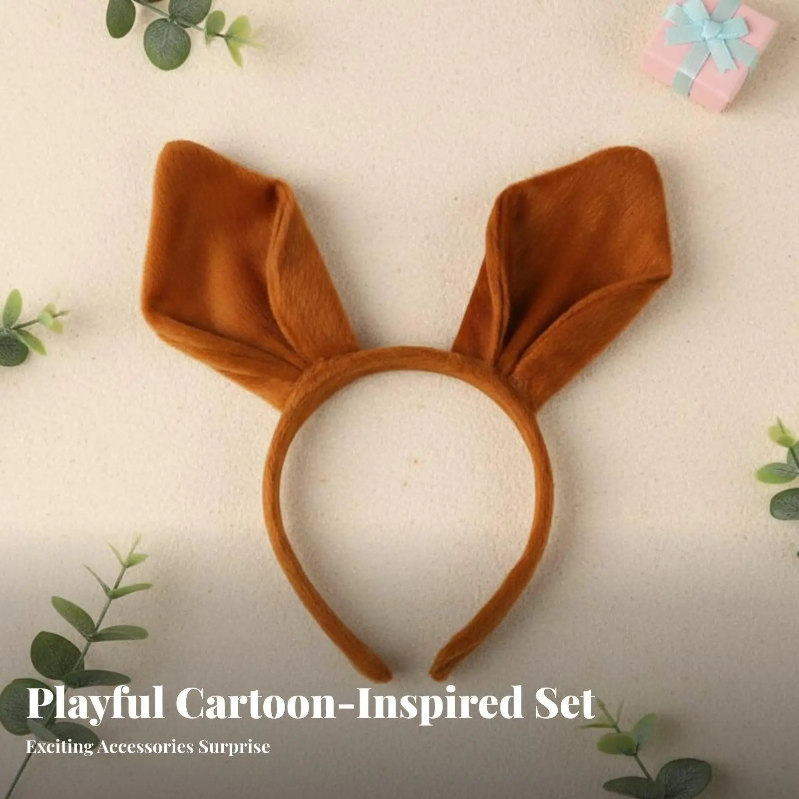 Fabric Kangaroo Headband Plush for Cosplay Costume Set Animal Ears Party Fancy Dress Fun for Group Performance Event