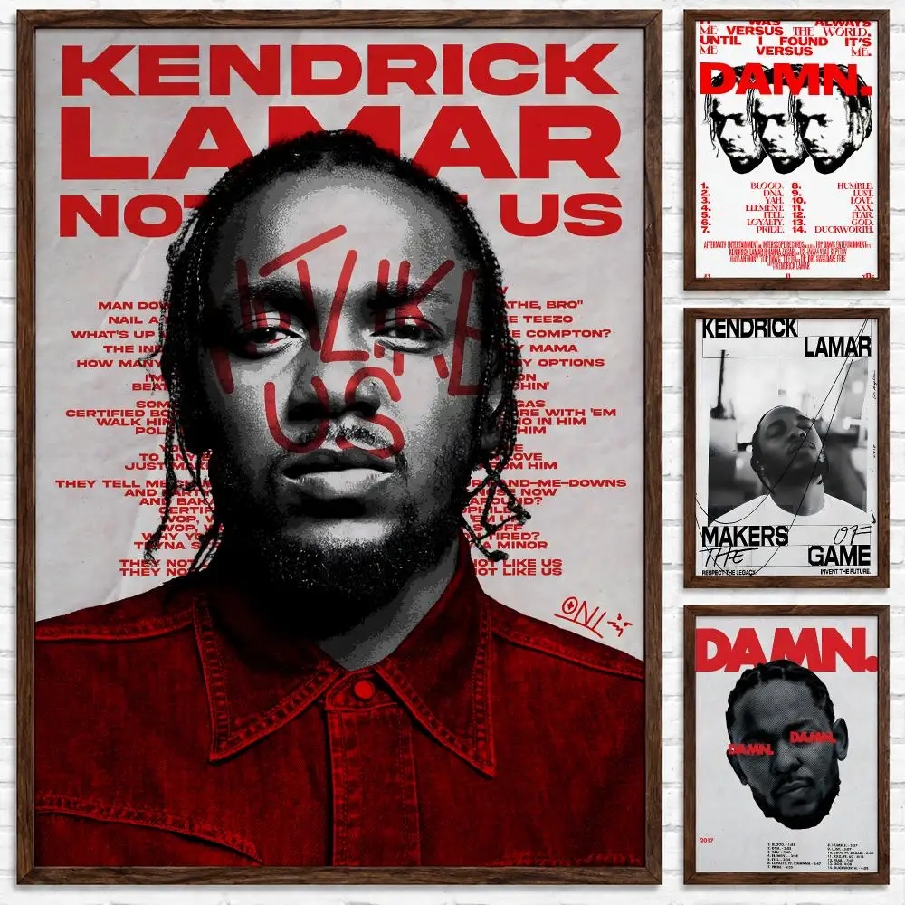 Acclaimed Hip-Hop Rapper Kendrick Lamar Poster Self‑Adhesive Waterproof Wall Art Home Decor
