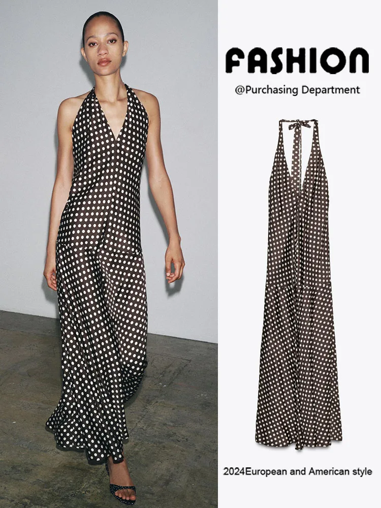 ชุดเดรสลำลองผู้หญิงลายจุด คอเสื้อแบบผูกโบว์ ดีไซน์เก๋ไก๋ทันสมัย สไตล์เซ็กซี่สำหรับฤดูร้อน