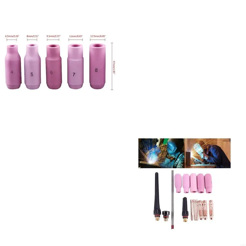

Welding Torch with Tig Cup/Collet Body Nozzle Electrode 17-Piece