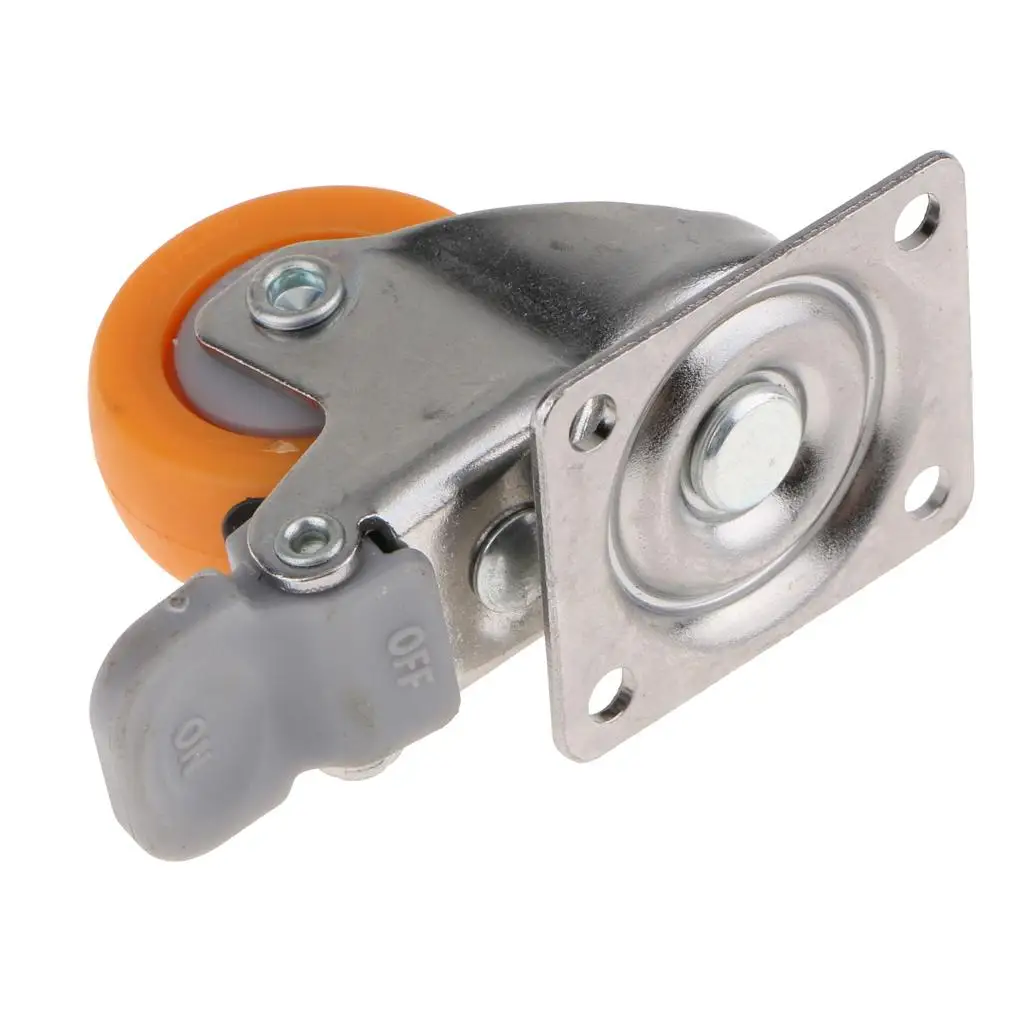 Heavy Duty Caster Wheel 1.25 Inch Swivel with Total Lock PU Smooth Silent Rotation for DIY Cart Bench and Cabinet