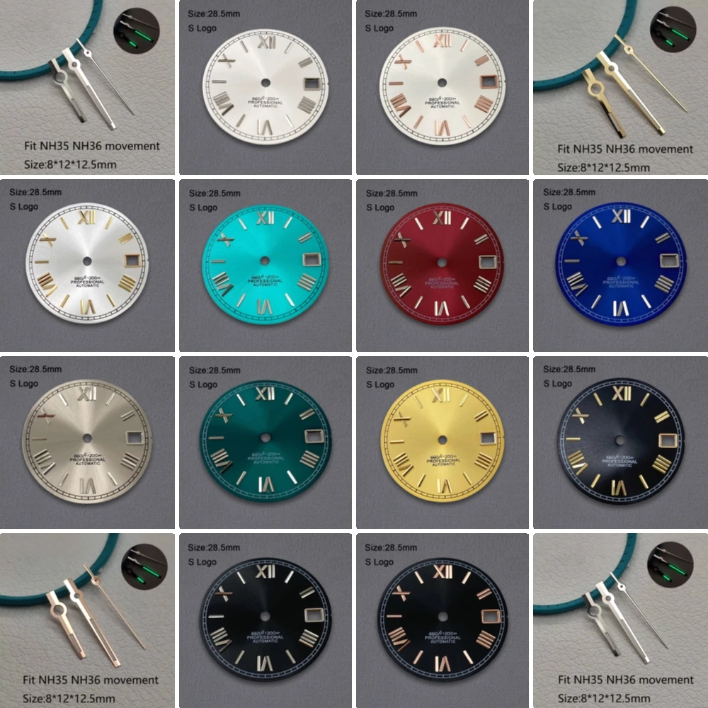High Quality 28.5mm S Logo Rome Sunburst Dial Fit NH35/NH36/4R/7S Movement Sunray Dial Watch Modification Accessories