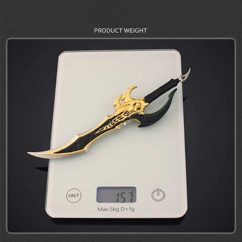 อาวุธอนิเมะแบบปรับระดับได้ขนาด 22 ซม./8.66 นิ้ว ของเล่นสะสม โมเดลอาวุธฟันยาว อุปกรณ์ตกแต่งบ้าน