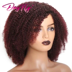 99J Curly Human Hair Wig Peruvian Hair Wigs For Women Short Kinky Curly Wig 180% Cheap Full Machine Made Colored Afro Kinky Wigs