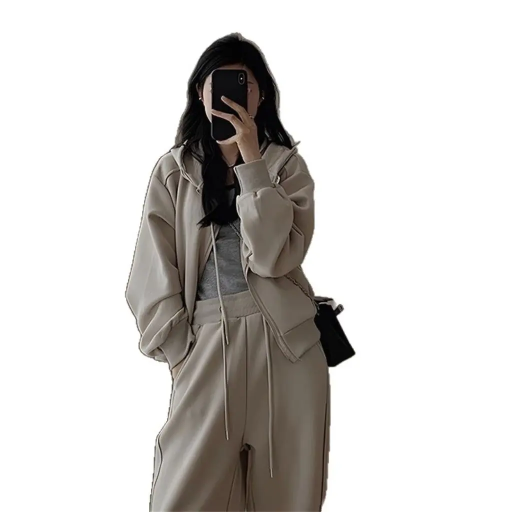 

Ранняя осень, комплект свитшотов Salt Series, большой размер, женская мода, чайная серия, комплект из двух предметов, новое поступление