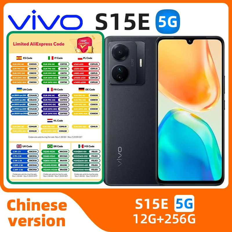 

Vivo S15e 5g SmartPhone CPU Exynos 1080 6.44inch AMOLED 90hz Screen 50MP Camera 4700mAh 66W Charge Android Original Used Phone