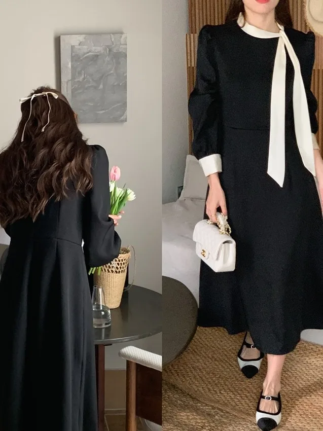 

Шикарный винтажный Хепберн Sle Color Blo Sa для похудения, дизайн с небольшим Fraance, ветер на талии, для похудения Dr