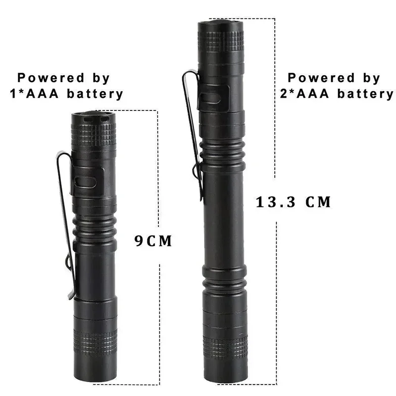 Mini Portable LED Pen Light Flashlight Powered By AAA Battery Torch With Pen Clip Outdoor Camping Emergency Lighting Flashlight