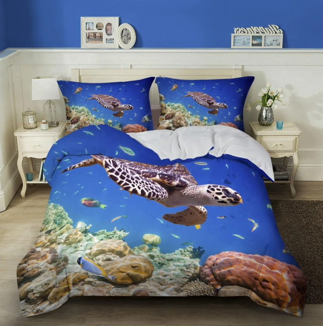 

Sea Turtle Duvet Cover Underwater World Themed Bedding Sets Queen Size 3D Gorgeous Luxury Quilt Cover Cover Set Marine Life