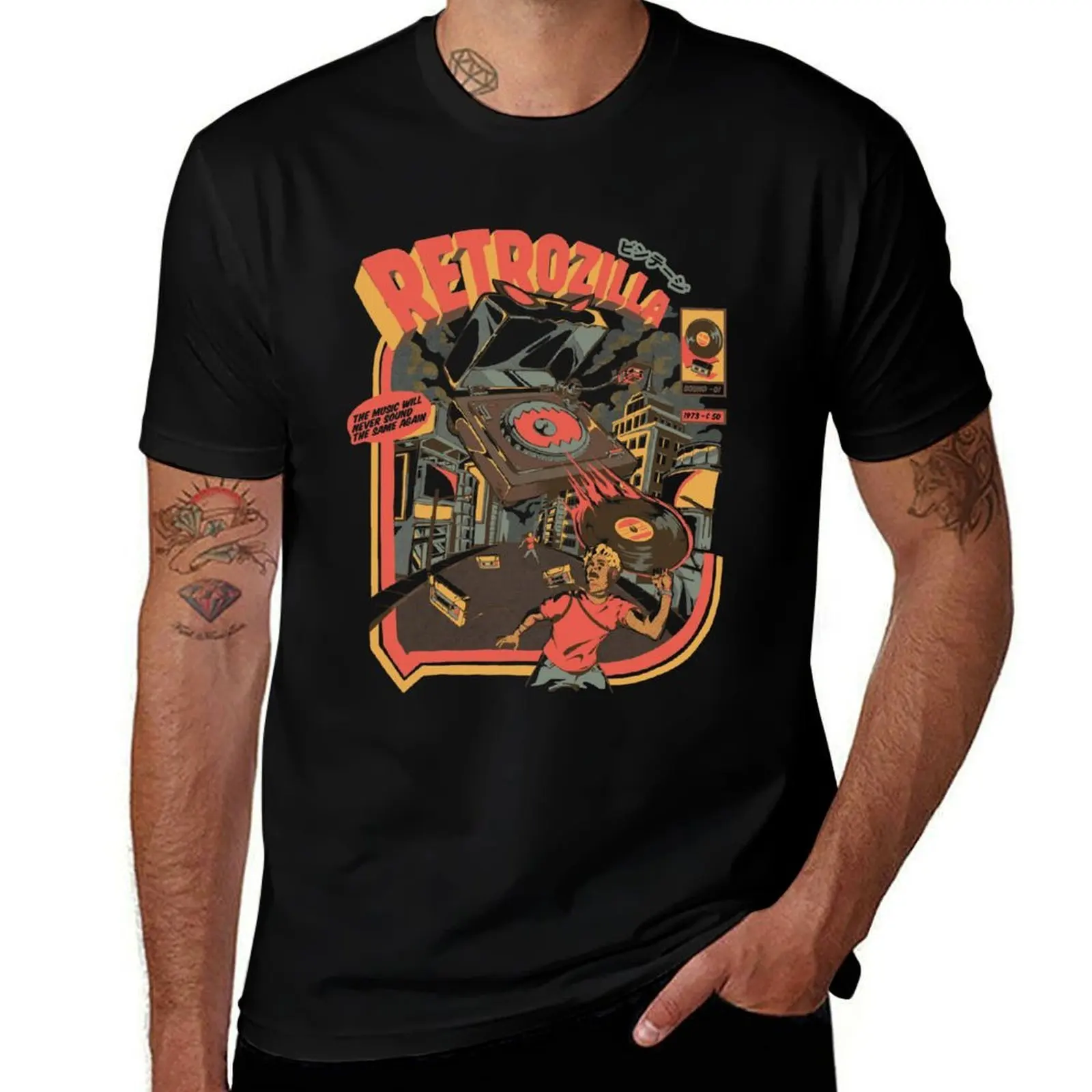 Retro Soundzilla T-Shirt Plus Size Solid Color T-Shirt