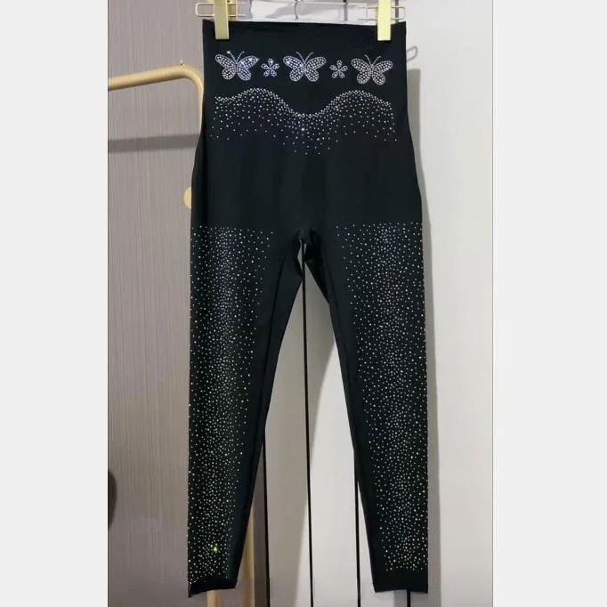 bling bling Leggings for Women High Wais thin Pants  Women sexy rhinestones leggings Pants