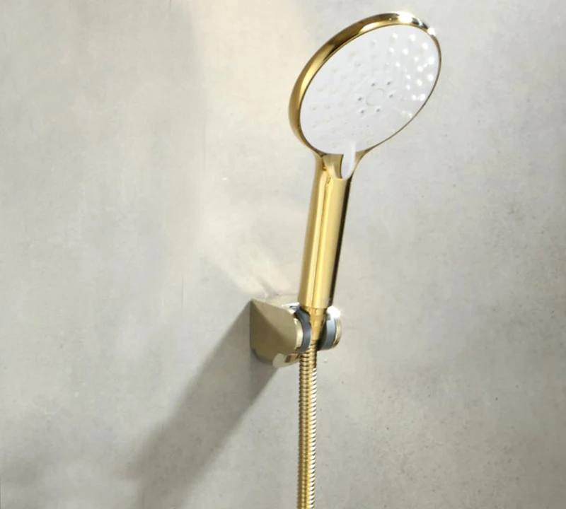

3-функциональный высококачественный позолоченный ручной шланг для душевой насадки и держатель кронштейна, античный золотой распылитель, многофункциональная функция TH