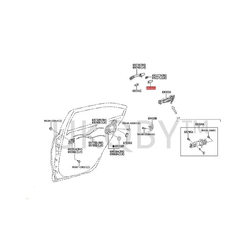 6924106120 6924206120 To yo ta  Camry  Lei Ling  Smooth Road  Venza  Rear door front outer handle pad