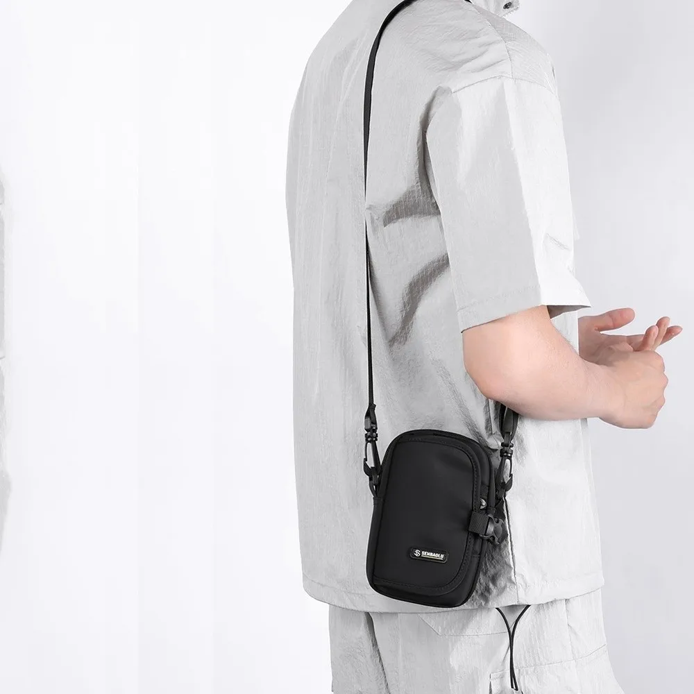 Fashion Casual Men Crossbody Bag Multi-Pockets Multi-functional Phone Storage Bag Square Large Capacity Wallet Hiking