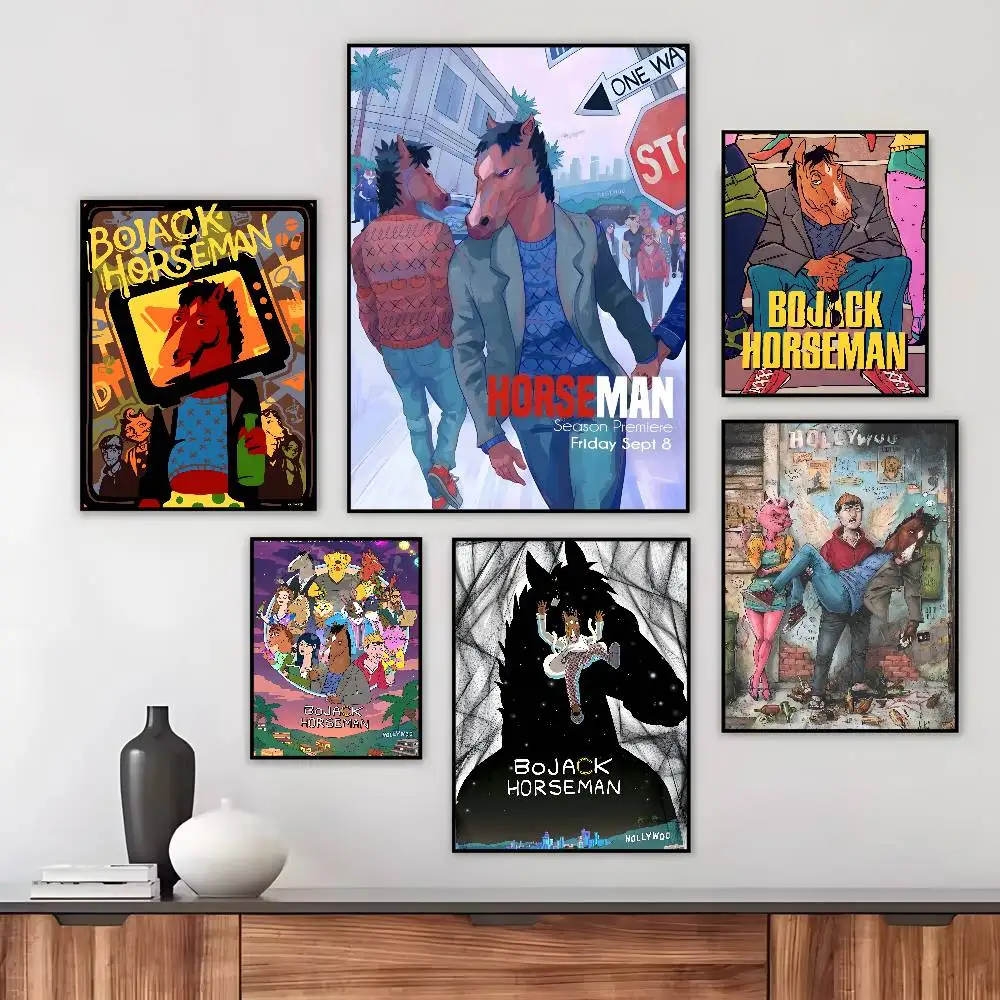 B-BoJack Cartoon H-Horseman Poster Art canvas HD aesthetic Printing Paper Wall Art for Living Room Bar fashion Home Decor