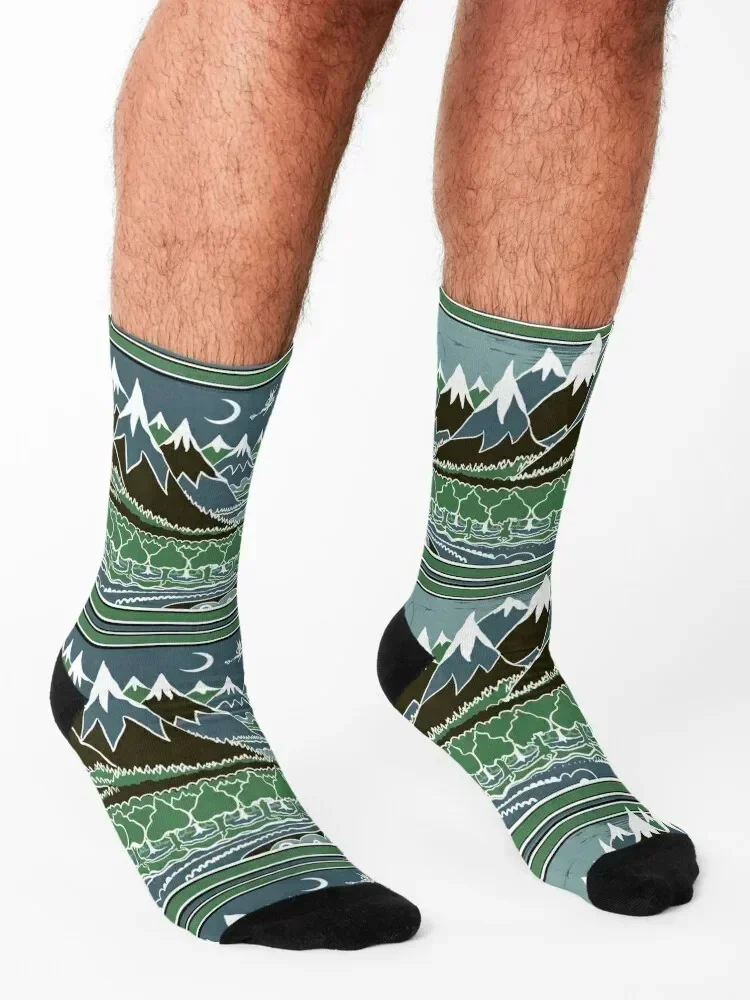 Forest mountain path in the style of J.R.R.Tolkien Socks loose FASHION winter thermal Hiking boots Men's Socks Luxury Women's